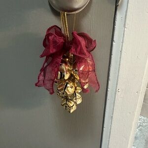 Pottery Barn Gold and Burgundy Holiday Bells